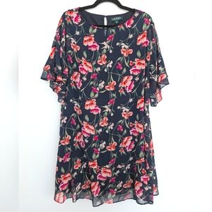 Lauren Ralph Lauren Floral Chiffon Flowy Dress Sz 14